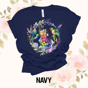 Hummingbird Floral Wreath T-Shirt