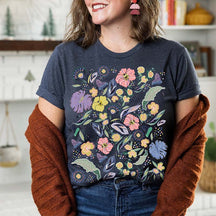 Vintage Botanical Wildflower Leaves T-Shirt