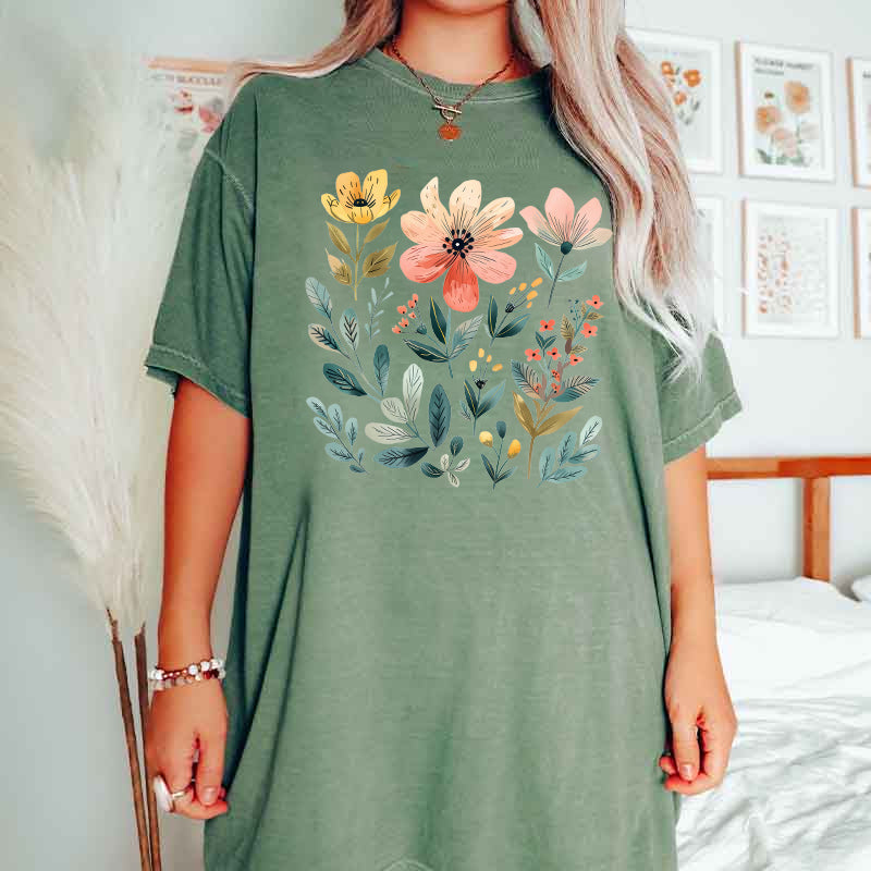 Watercolor Bunch of Flowers Summer T-Shirt