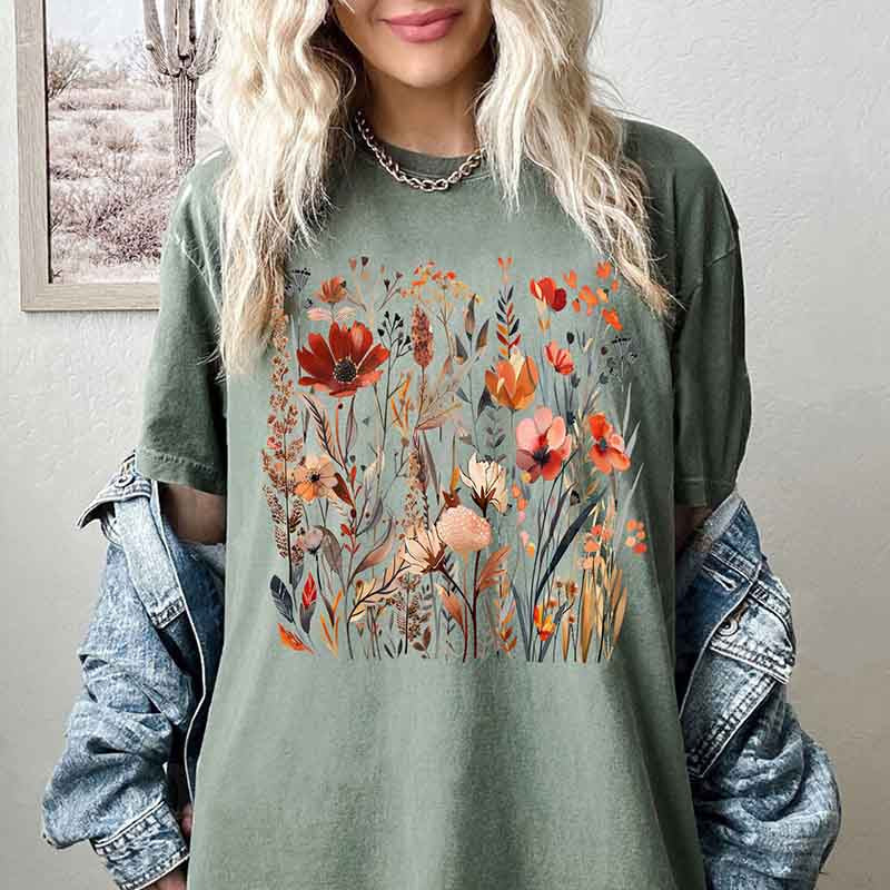 Autumn Wildflowers Botanical Gardener T-Shirt