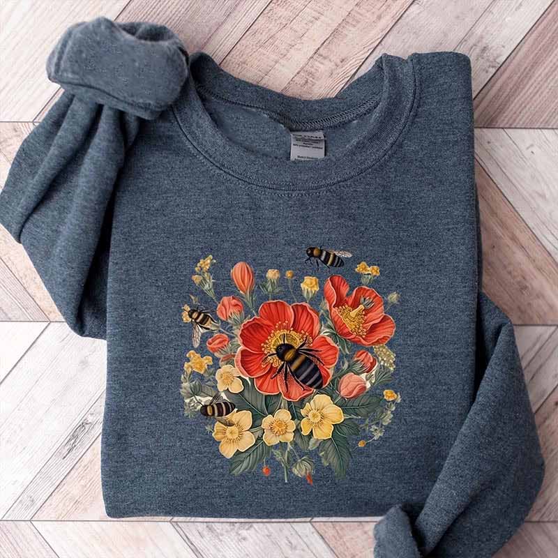 Cute Bee Botanical Sweatshirt