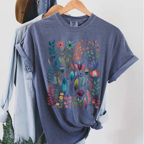 Boho Watercolor Folk Flowers T-Shirt