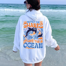 Aesthetic 'Protect the Sharks, Save the Ocean' Hoodie