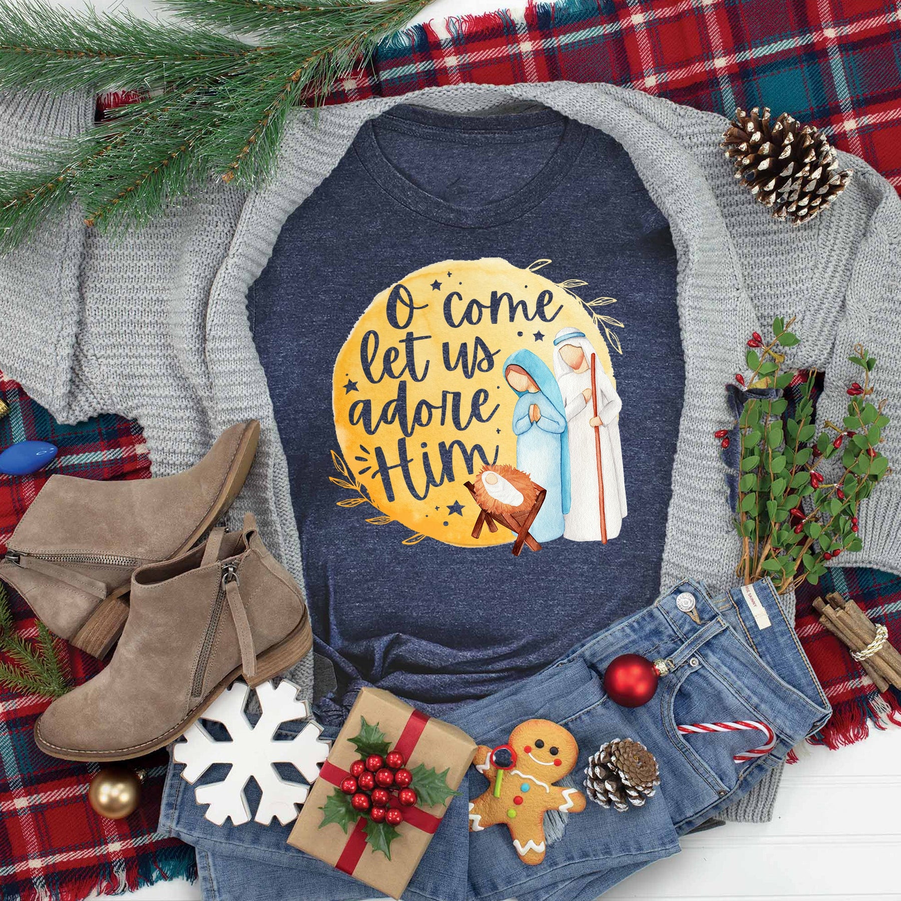 Let Us Adore Him Nativity Tee