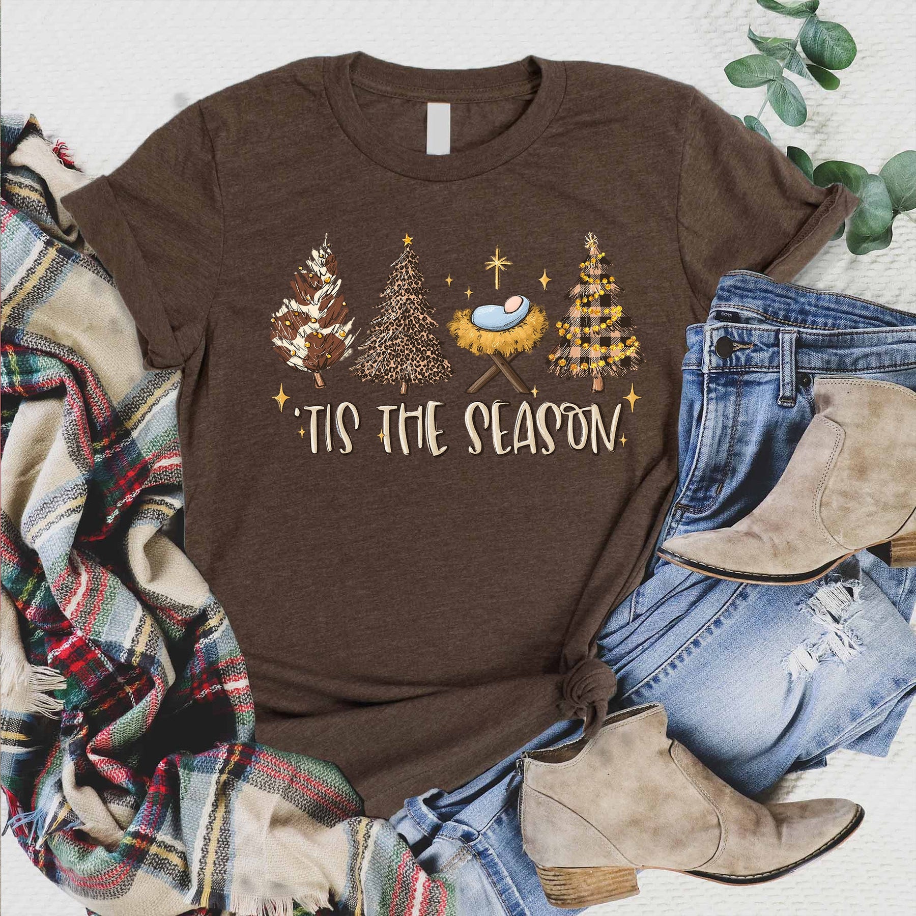 Tis The Season Brown Tee