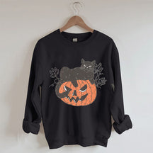 Black Cat on Pumpkin Sweatshirt