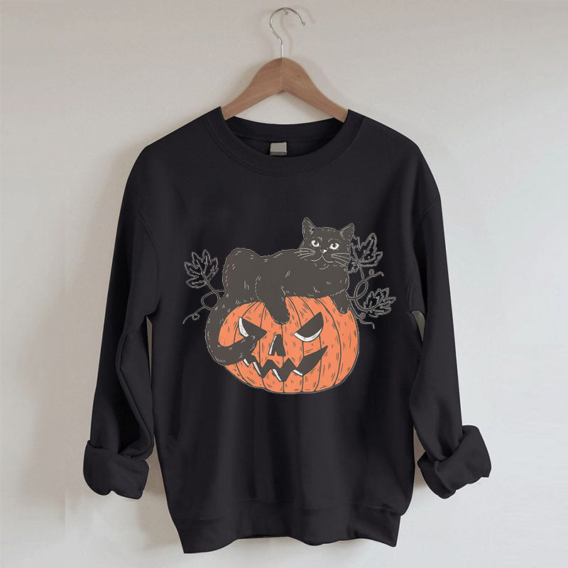 Black Cat on Pumpkin Sweatshirt