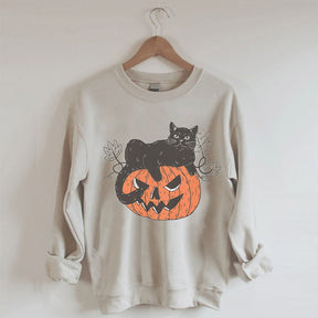 Black Cat on Pumpkin Sweatshirt