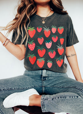 Erdbeer-Bohemian-Obst-Shirt