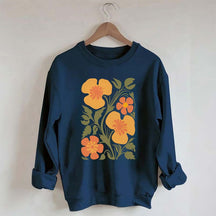 Yellow Abstract Botanical Flowers Sweatshirt