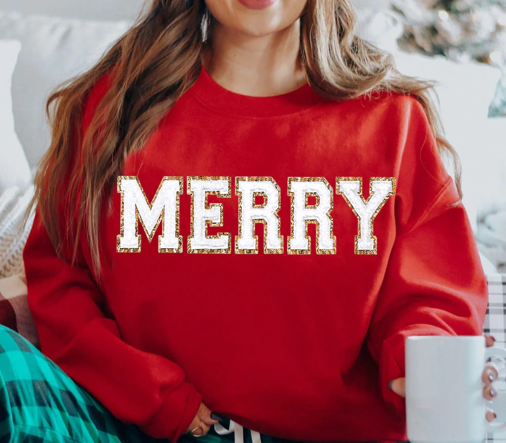 MERRY Chenille-Patch-Sweatshirt