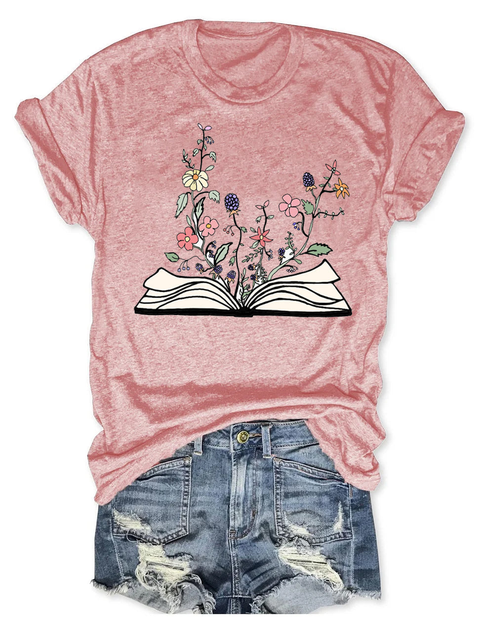 Flowers Growing From Book T-shirt