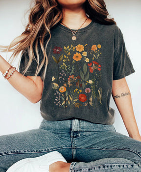 Retro Pressed Wildflowers  Boho Flower Shirt