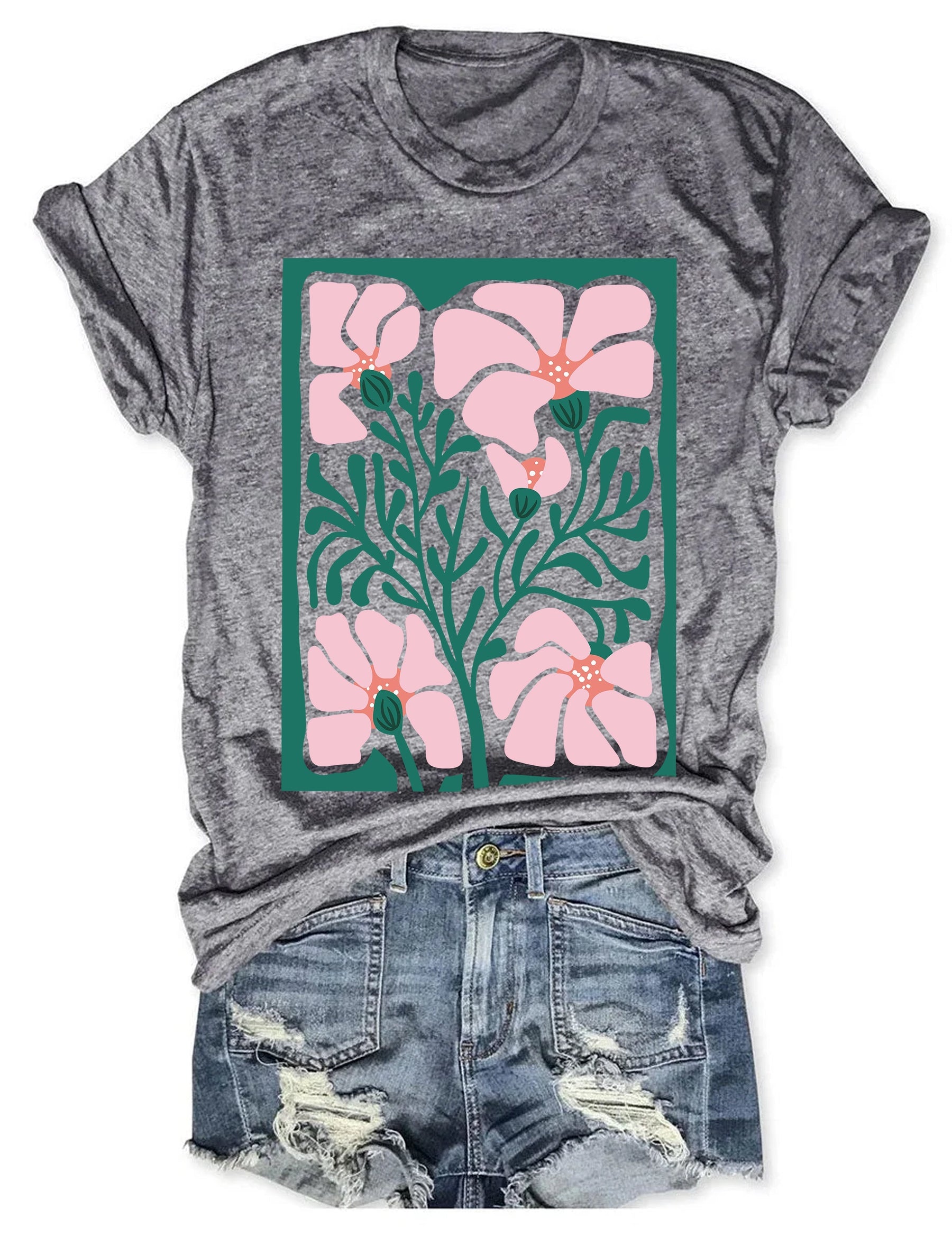 Helles abstraktes Blumen-Botanica-T-Shirt