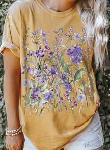 Vintage gepresste Blumen Comfort Colors Shirt