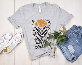 Boho-Wildblumen-T-Shirt. Boho-Blumen-Shirt