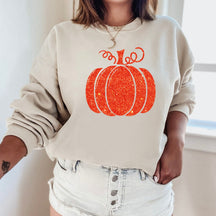 Fall Orange Glitter Pumpkin Thanksgiving Sweatshirt