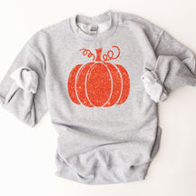 Fall Orange Glitter Pumpkin Thanksgiving Sweatshirt