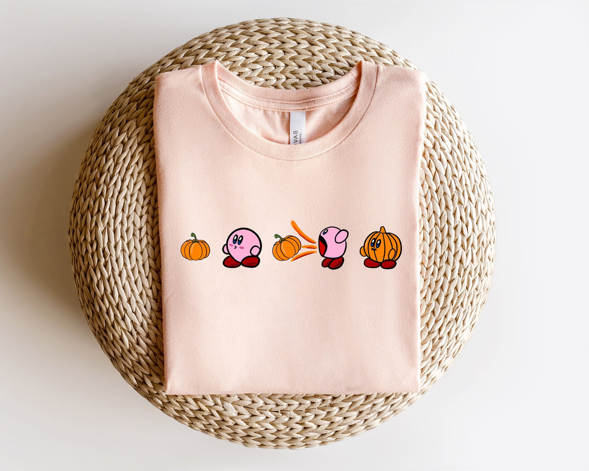 Kirby Pumpkin Fun Fall Thanksgiving Crew Neck Comfortable Sweatshirt