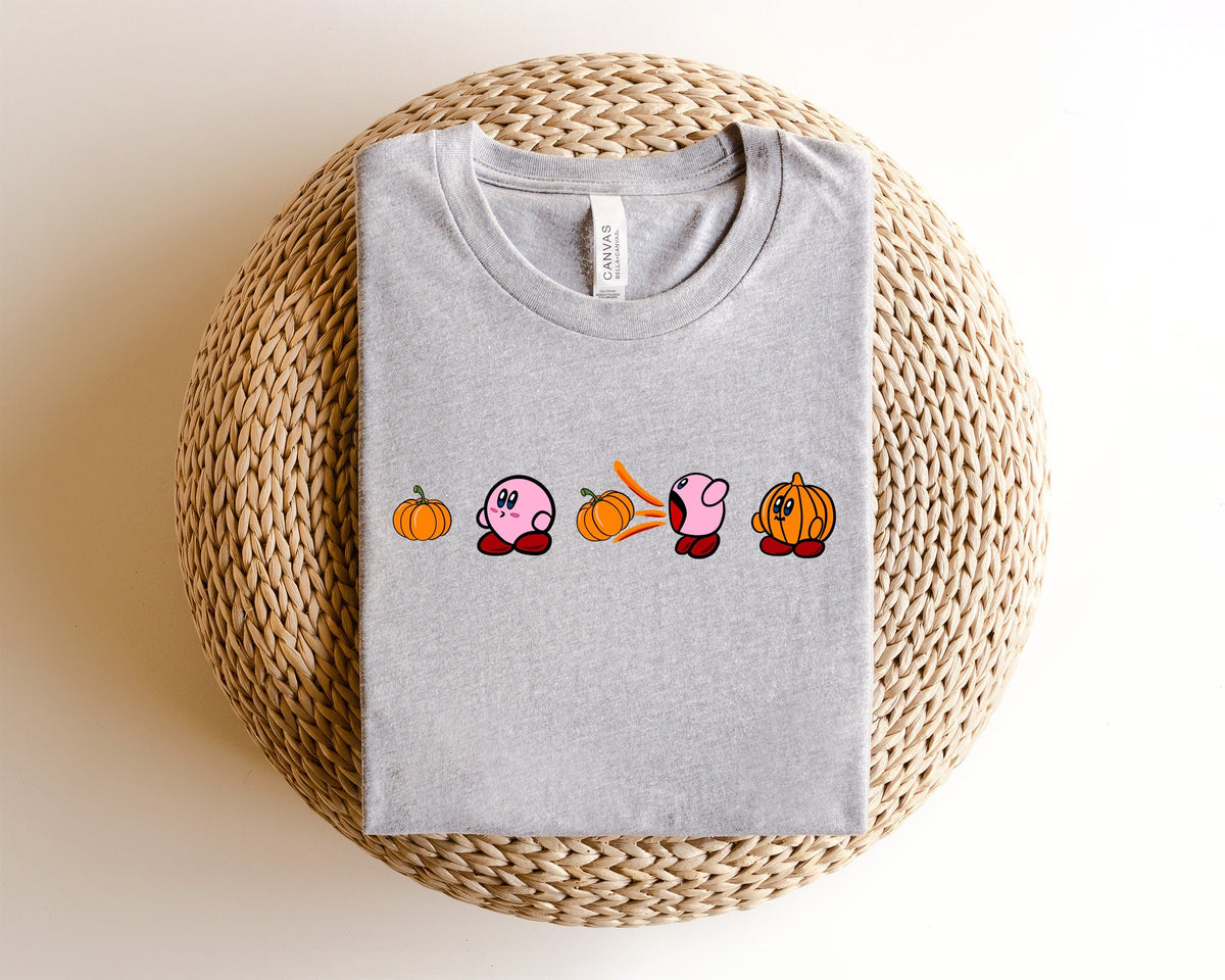 Kirby Pumpkin Fun Fall Thanksgiving Crew Neck Comfortable Sweatshirt