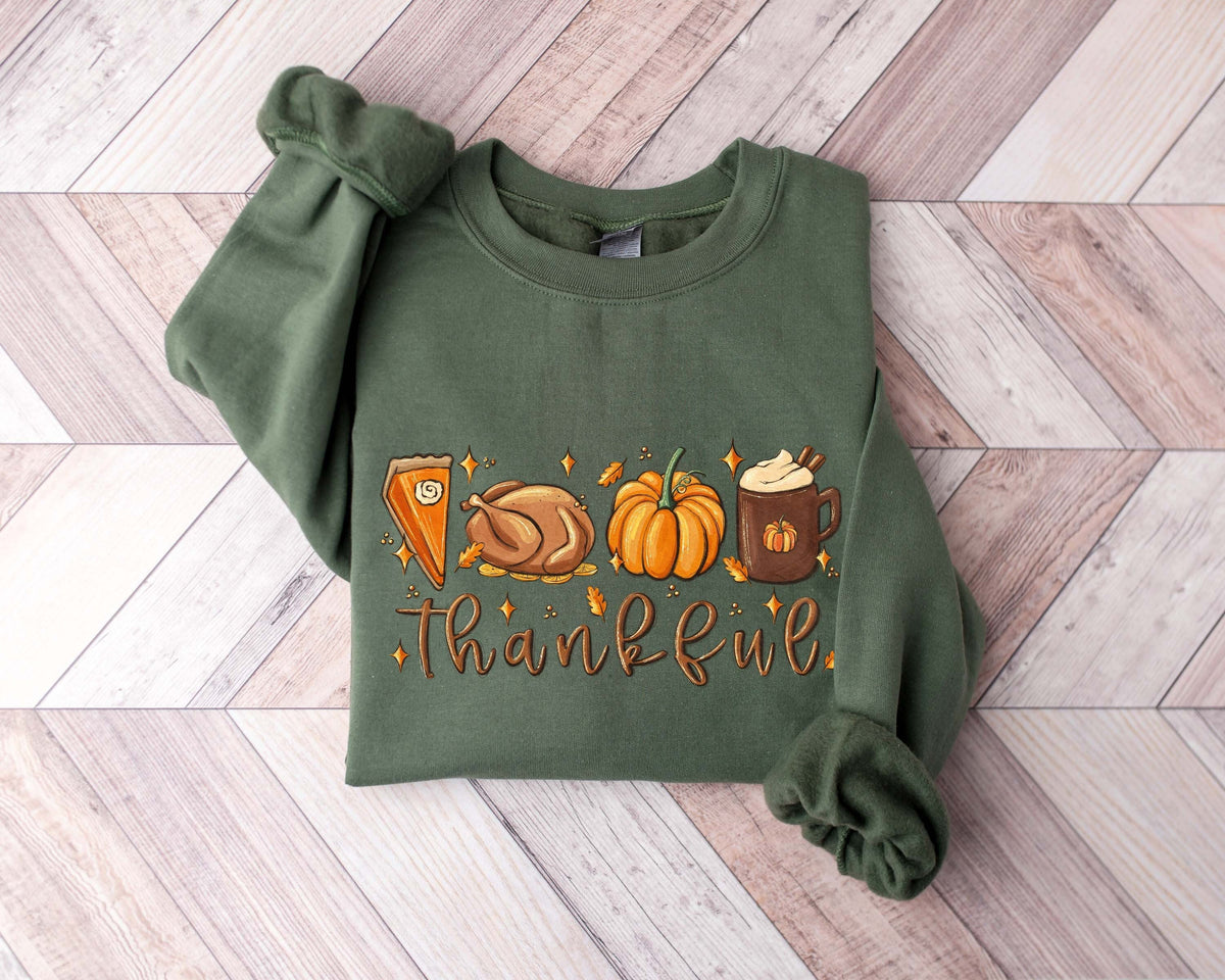 Thanksgiving Blessings Pumpkin Spice Crew Neck Comfortable Sweatshirt